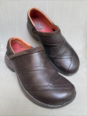 Merrell Women's Primo Patch Bug Brown Loafer Slip On Shoes Size 8.5 Leather Clog